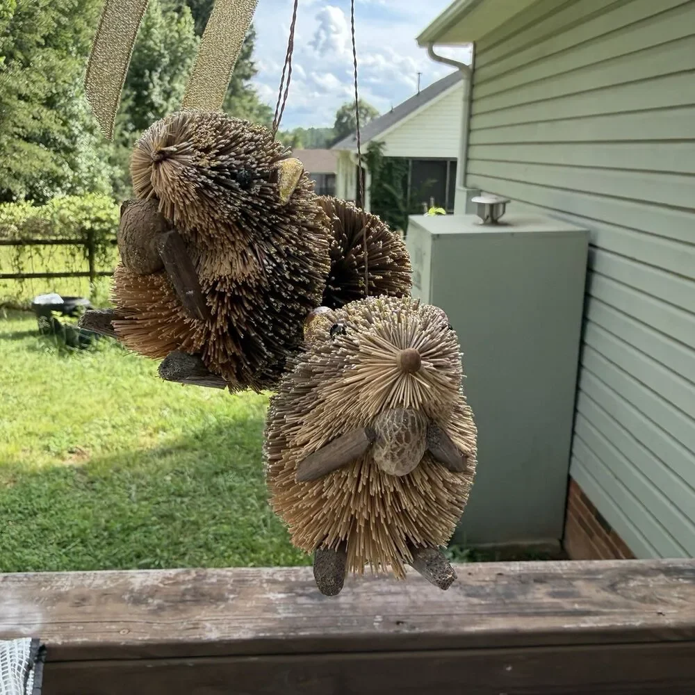 Bottle Brush Squirrel Ornaments Set of 2 Woodland Rustic Christmas Decor